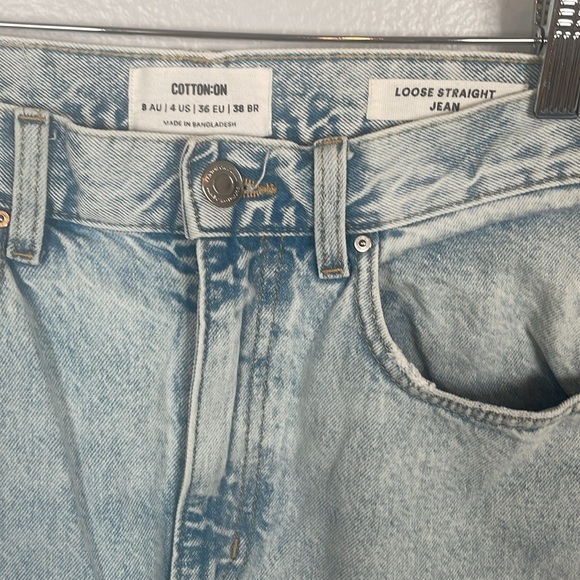 Cotton On light wash Loose Straight Leg 100% Cotton Jean high rise size 4 - Picture 3 of 8